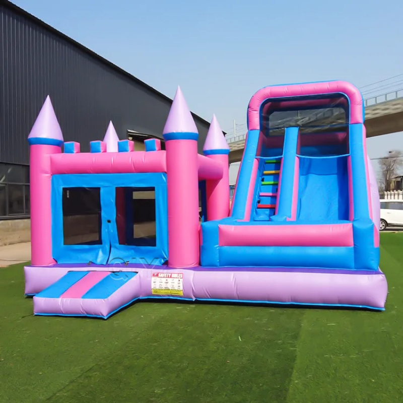 Kids Outdoor House With Slide - Castello Gonfiabile Commerciale Colorato di Lusso