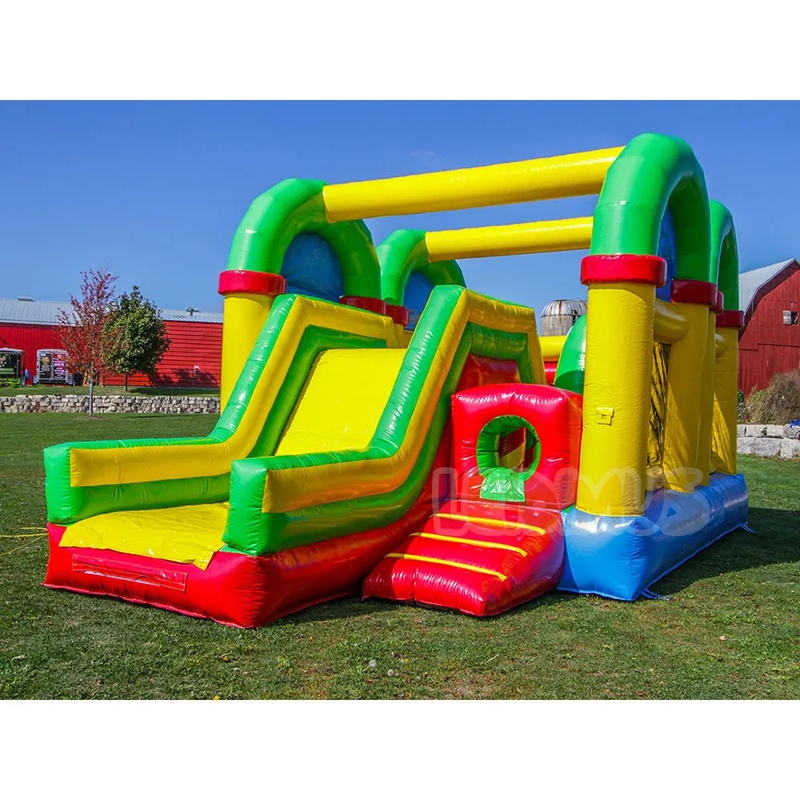 Kids Outdoor House With Slide - Percorso a Ostacoli Gonfiabile Commerciale con