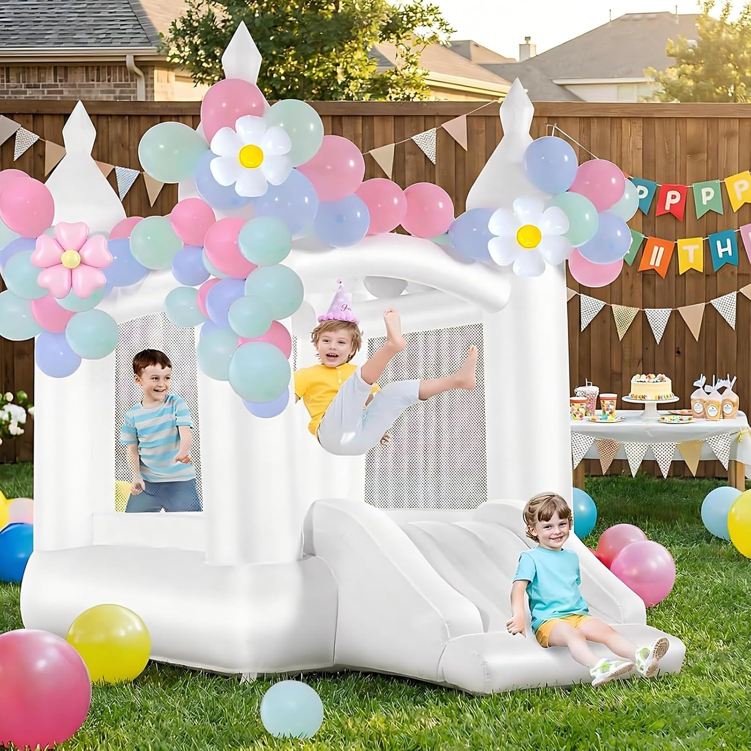 Castello Gonfiabile Bianco per - Kids Outdoor House With Slide recensione e prezzo