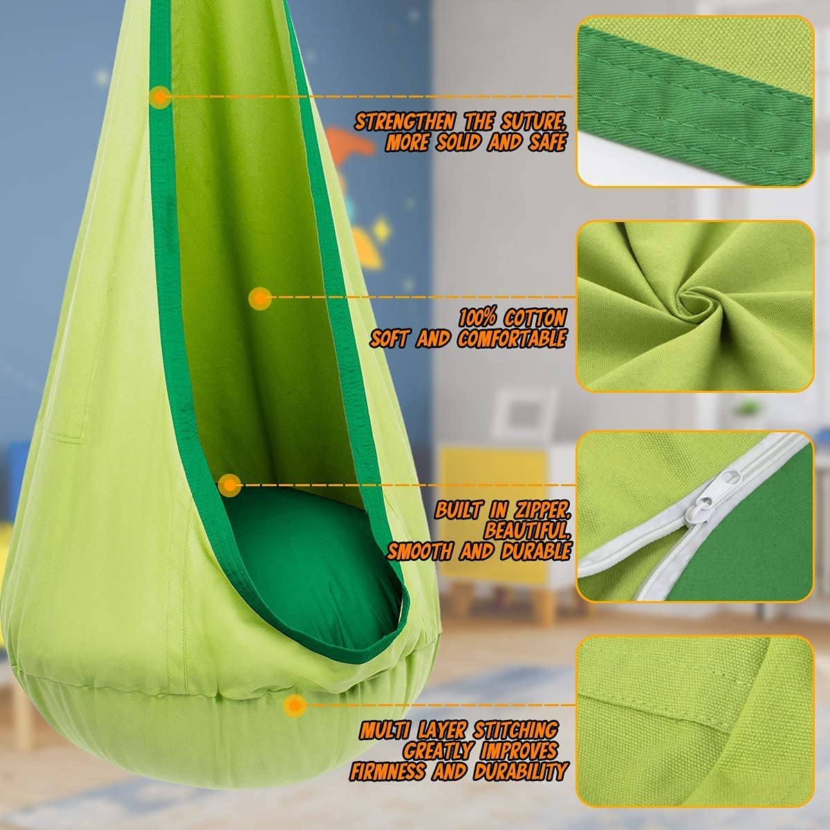 1Pc Per Bambini Pod Altalena S - Kids Yellow Outdoor Chair recensione e prezzo