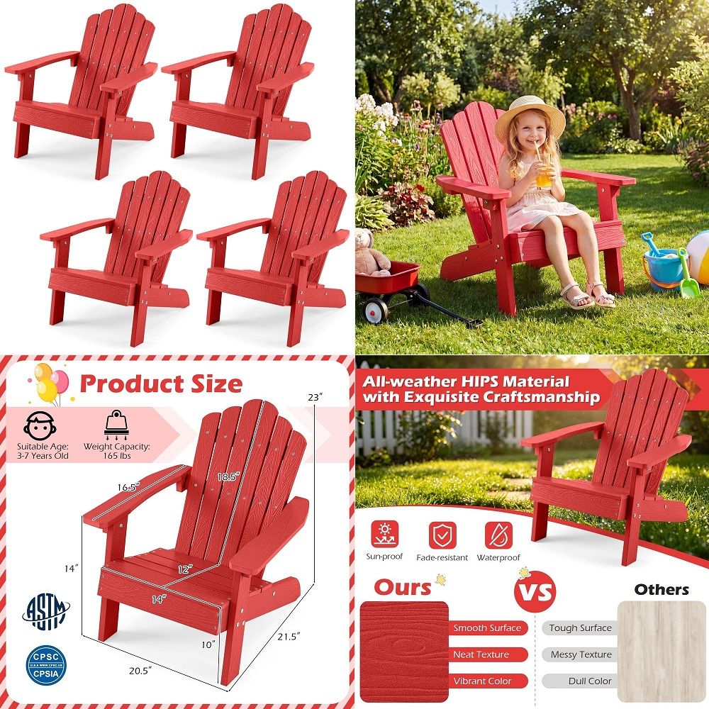 Sedia Adirondack per bambini,  - Kids Outdoor Adirondack Chair recensione e prezzo