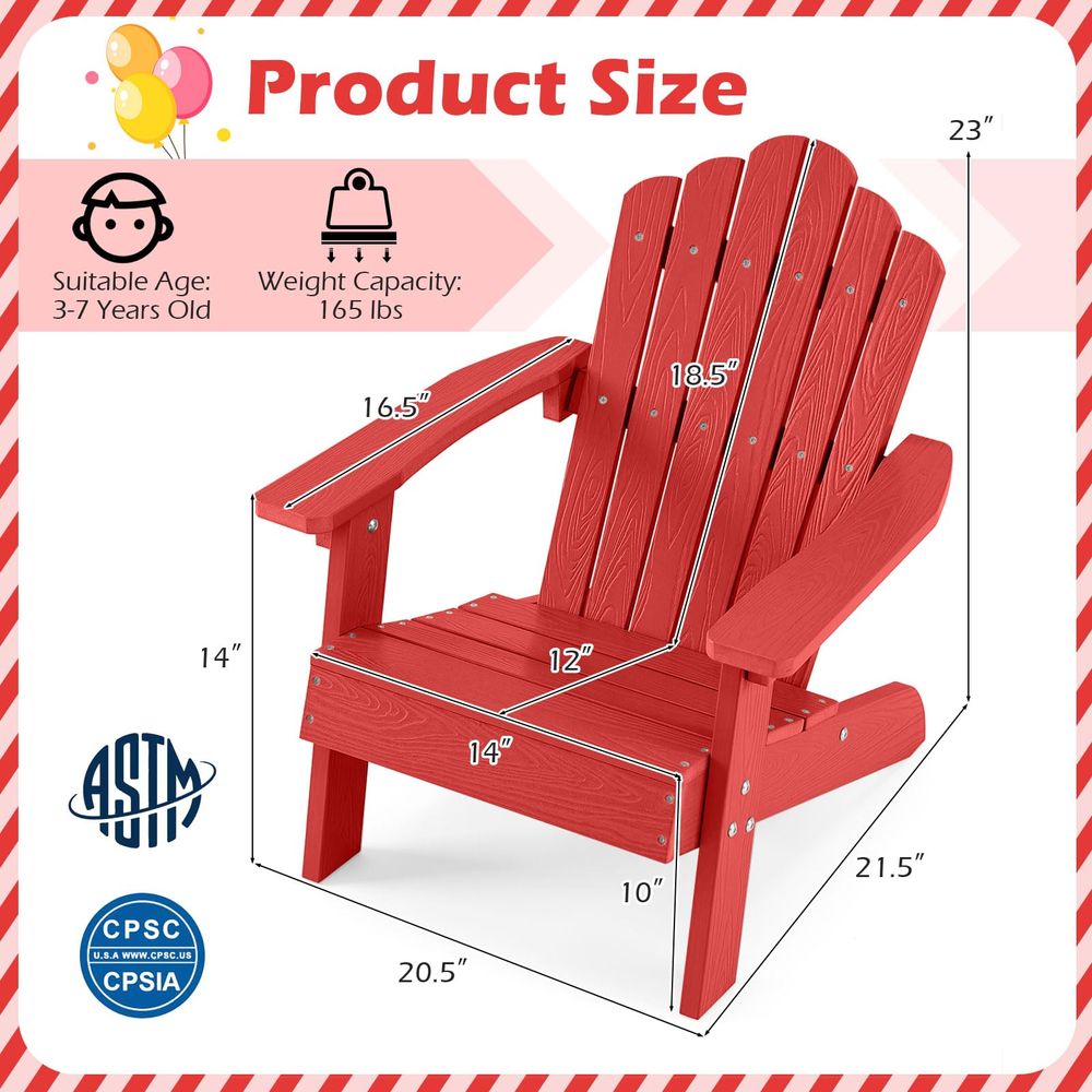 Sedia Adirondack per bambini,  - Kids Outdoor Adirondack Chair recensione e prezzo